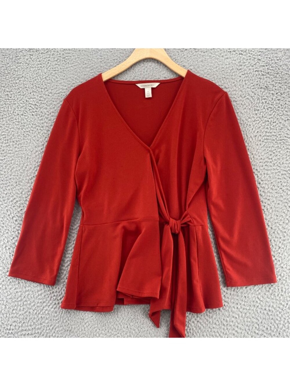 Banana Republic Top Womens Medium Sienna Surplice Faux Wrap Tie Front Stretch